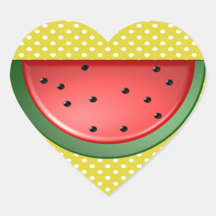 Watermelon and Polks Dots Heart Sticker