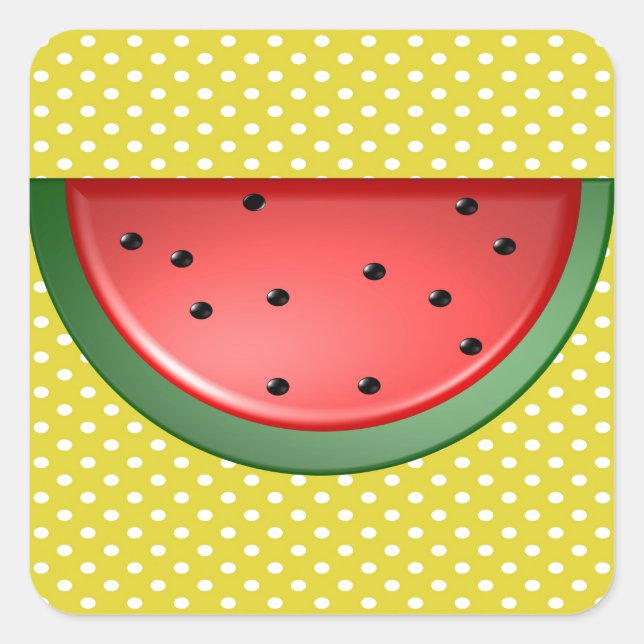 Watermelon and Polks Dots Square Sticker (Front)