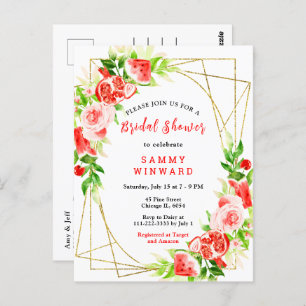 Watermelon and Pomegranate Bridal Shower Postcard