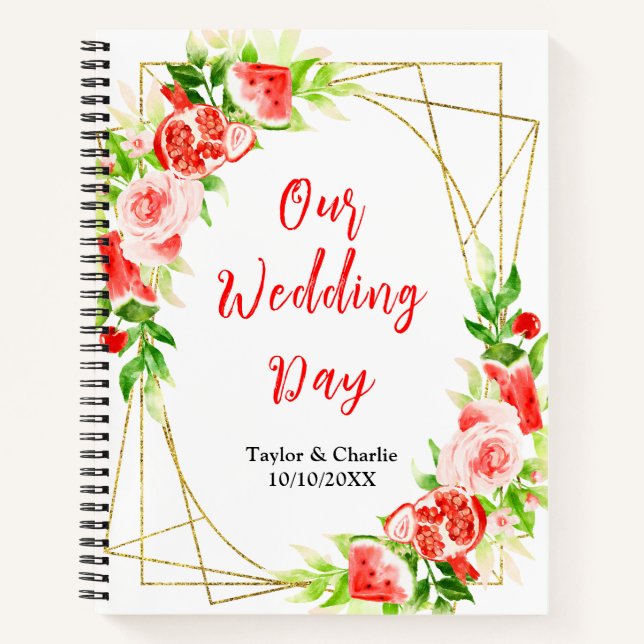 Watermelon and Pomegranate Wedding Planner Notebook (Front)