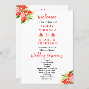 Watermelon and Pomegranate Wedding Program