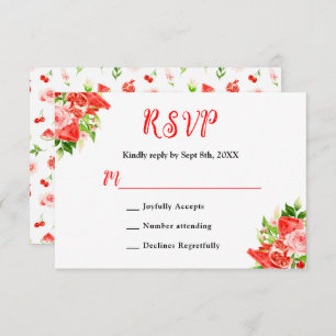 Watermelon and Pomegranate Wedding RSVP Card