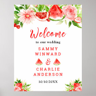 Watermelon and Pomegranate Wedding Welcome Sign