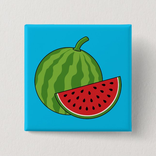 Watermelon and Slice 15 Cm Square Badge (Front)