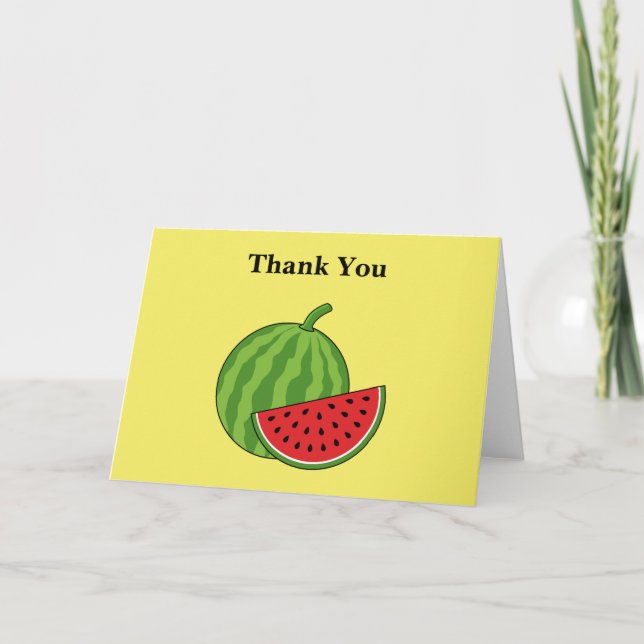 Watermelon and Slice Personalise Thank You Card (Front)