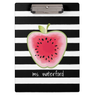 Watermelon Apple Stripes Personalised Teacher Clipboard
