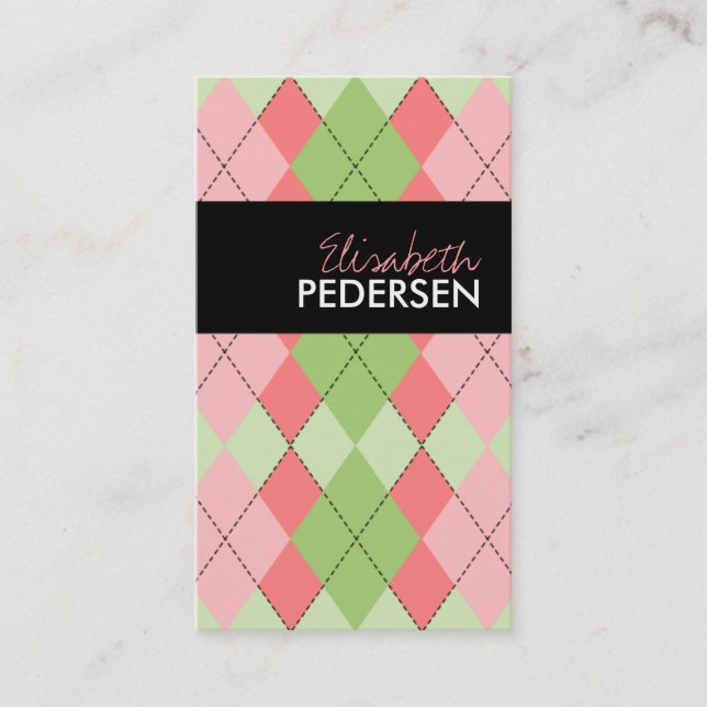 Watermelon Argyle Business Cards (Front)
