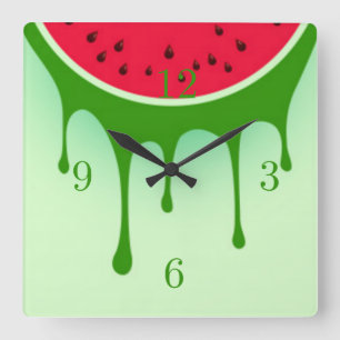 Watermelon art square wall clock