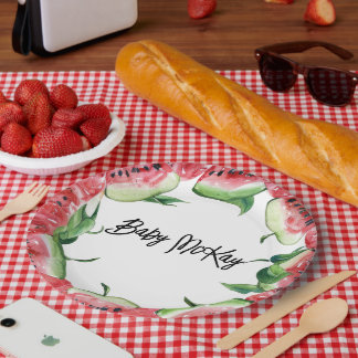 Watermelon Baby Girl Shower Paper Plates
