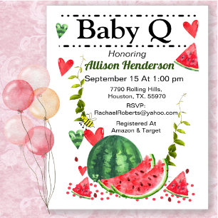 Watermelon Baby Q Baby Shower Invitation