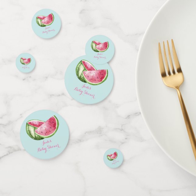 Watermelon Baby Shower Aqua Teal Turquoise Confetti (Group)