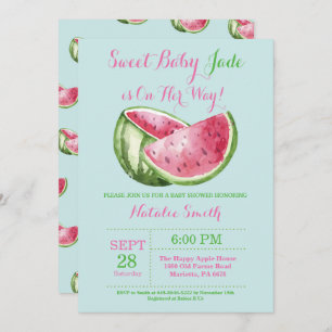 Watermelon Baby Shower Aqua Teal Turquoise Invitation