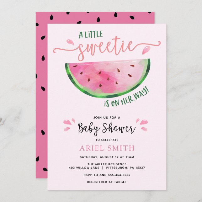 Watermelon Baby Shower  Invitation (Front/Back)