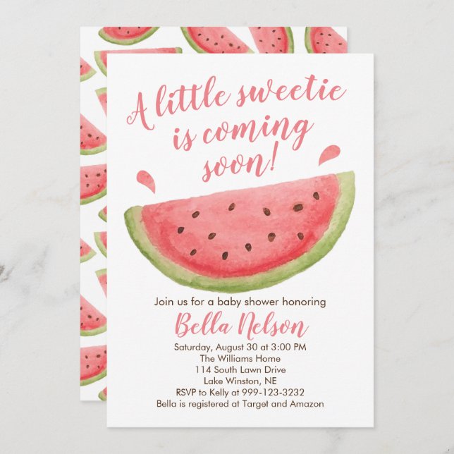 Watermelon Baby Shower Invitation (Front/Back)