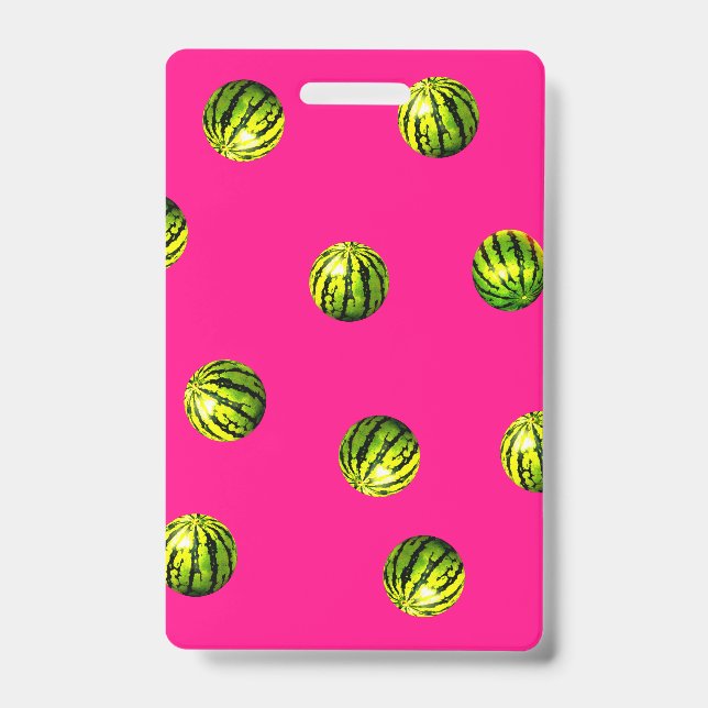 Watermelon background pink ID badge (Front)