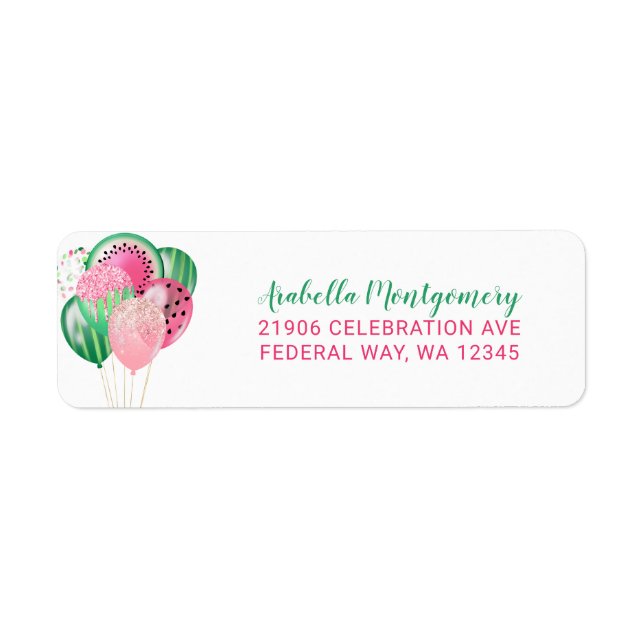 Watermelon Balloon Return Address Label (Front)
