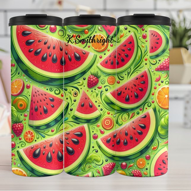 Watermelon Berry Citrus Summer Pattern Thermal Tumbler (Creator Uploaded)