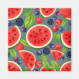 Watermelon Berry Summer Pattern Magnet