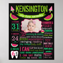 Watermelon birthday chalkboard sign poster
