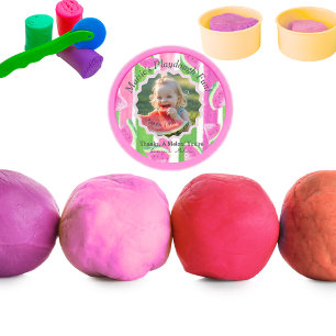 Watermelon Birthday Favor Playdough Lid Classic Round Sticker