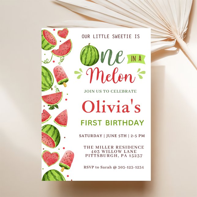 Watermelon Birthday First Birthday  Invitation (Creator Uploaded)