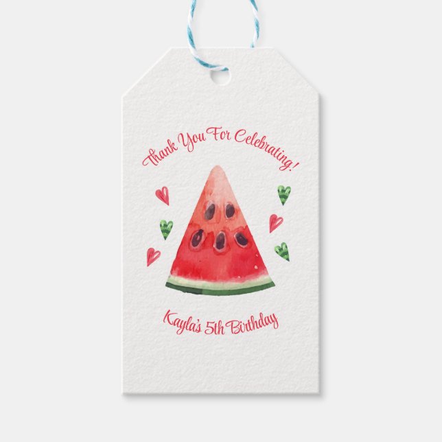 Watermelon Birthday  Gift Tags (Front)