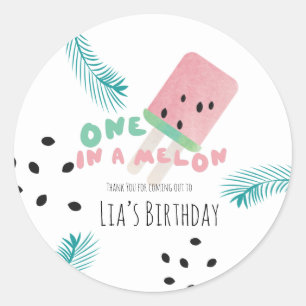 Watermelon Birthday Girl / One in a Melon Classic Round Sticker