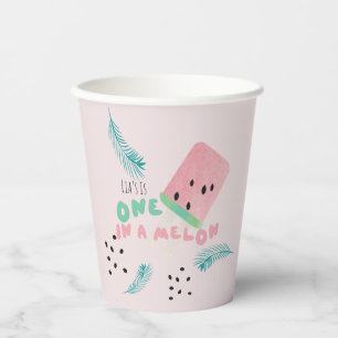 Watermelon Birthday Girl / One in a Melon Paper C Cups