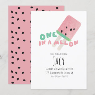 Watermelon Birthday Girl / One in a Melon Party Invitation