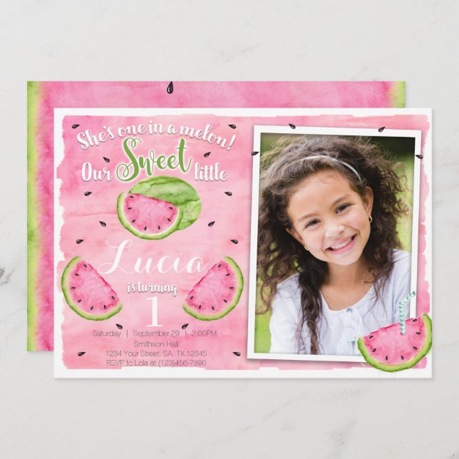 Watermelon Birthday Invitation (Front/Back)