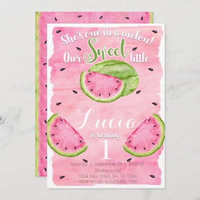 Watermelon Birthday Invitation (Front/Back)