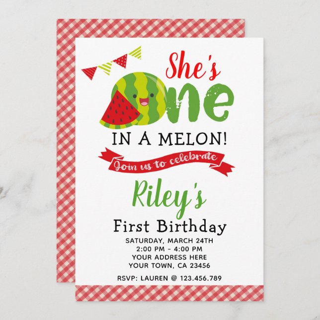 Watermelon Birthday Invitation (Front/Back)
