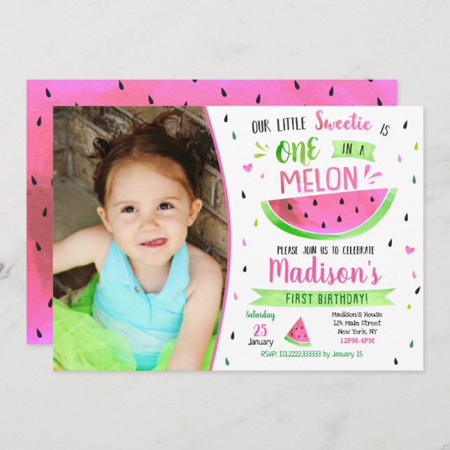 Watermelon Birthday Invitation (Front/Back)