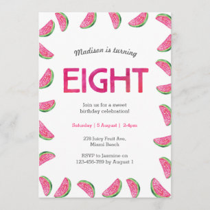 Watermelon Birthday invitation for 8th Birthday