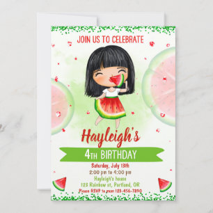 Watermelon birthday invitation One in a melon 1st