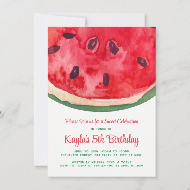 Watermelon Birthday Invitations (Front)
