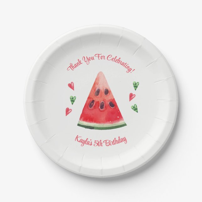 Watermelon Birthday Paper Plate (Front)