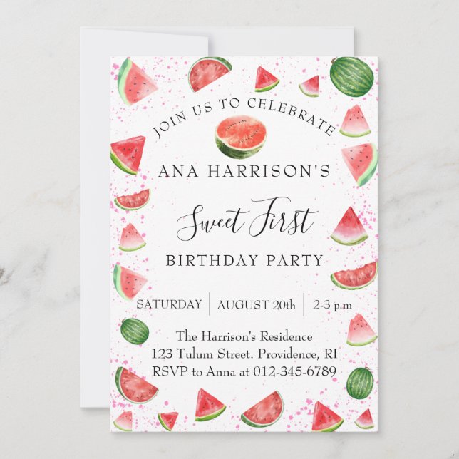 Watermelon Birthday Party Invitation (Front)