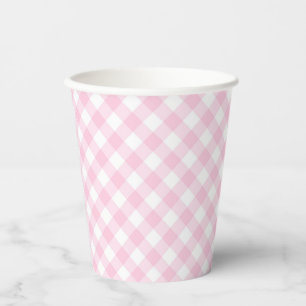 Watermelon Birthday Party Pink Gingham Plaid Paper Cups