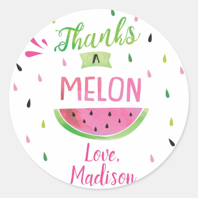 Watermelon Birthday Party Stickers , Favour tags (Front)
