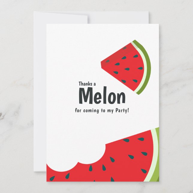 Watermelon Birthday Party Thank You Card (Front)