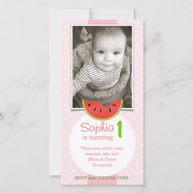 Watermelon Bite Birthday Invitation Announcement (Front)