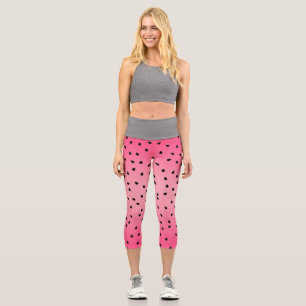Watermelon Black Seeds Summer Vibes Juicy Pink Capri Leggings
