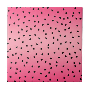 Watermelon Black Seeds Summer Vibes Juicy Pink Ceramic Tile