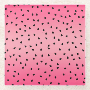 Watermelon Black Seeds Summer Vibes Juicy Pink Glass Coaster