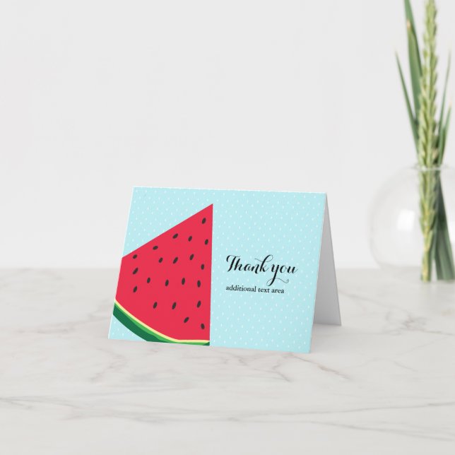 Watermelon Blue Fun Summer Fruit Fold Thank You Card (Front)