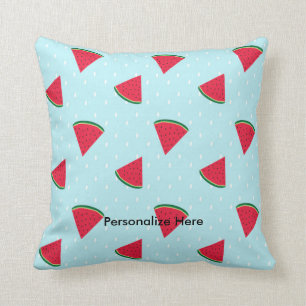 Watermelon Blue Fun Summer Fruit Throw Pillow