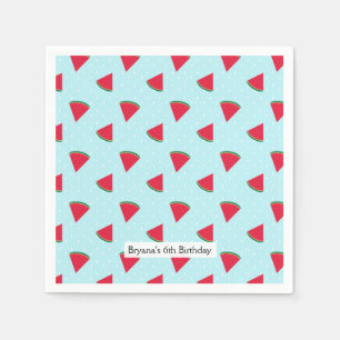 Watermelon Blue Fun Summertime Birthday Party Napkin