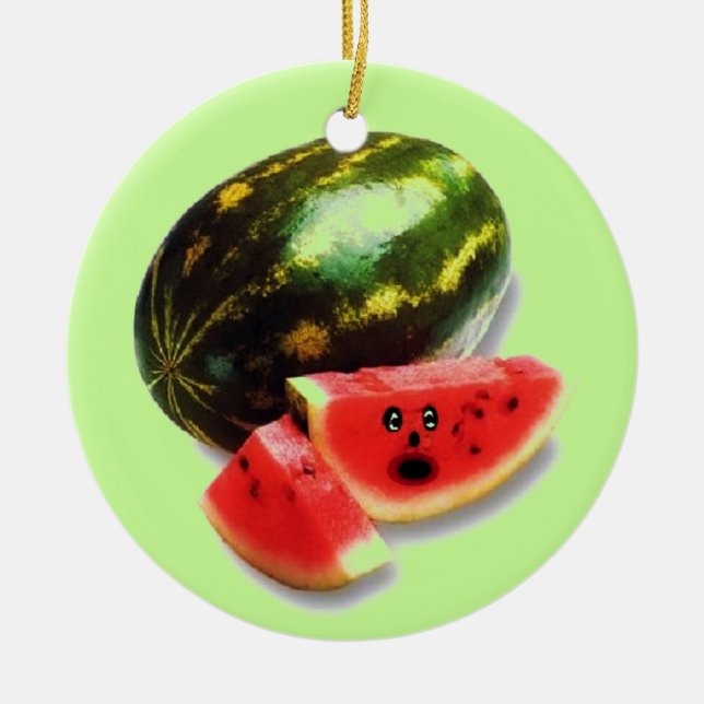 Watermelon Cartoon Ceramic Ornament (Front)
