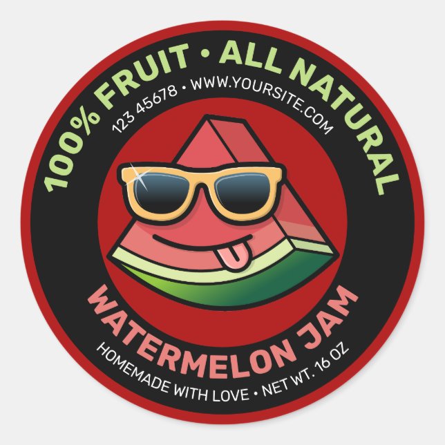 Watermelon Cartoon Label (Front)